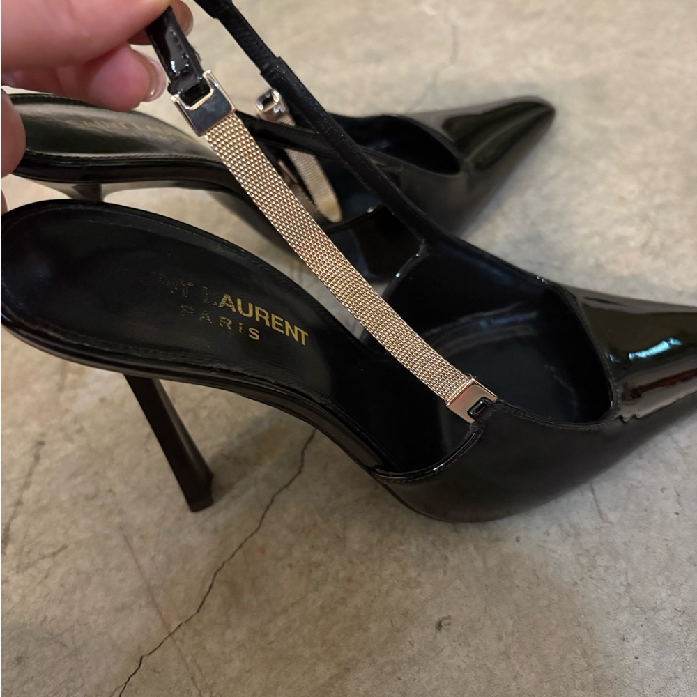 Saint Laurent Black Patent Leather Slingback Heels black 38,5 . 8,5 - Picture 7 of 13